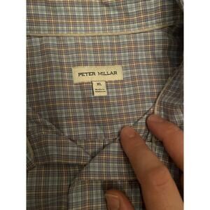 Peter Millar Shirt Mens XL Plaid Stretch Button Blue Pink